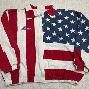 Rare VTG 90s Market America American Flag Jacket - Ltd Ed XL
